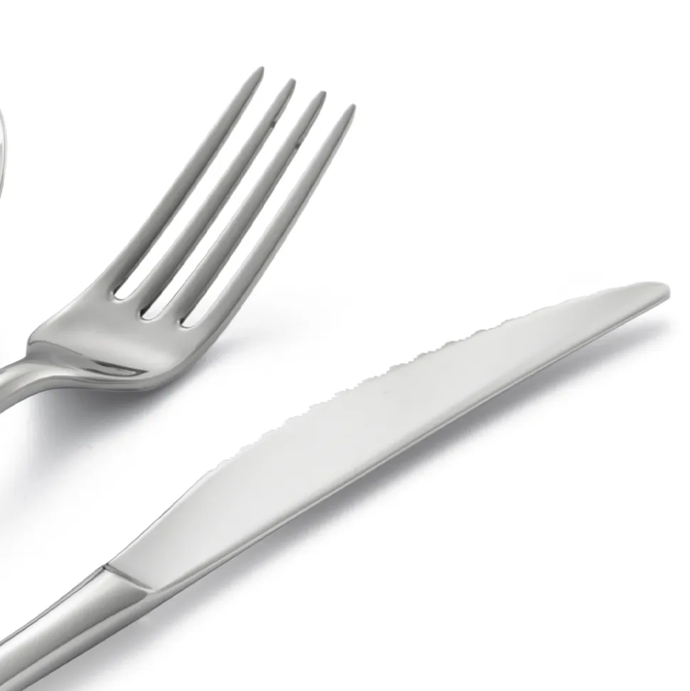 Servizio Posate in Acciaio Inox Lucido Design Squadrato 24 Pezzi - Bumbun