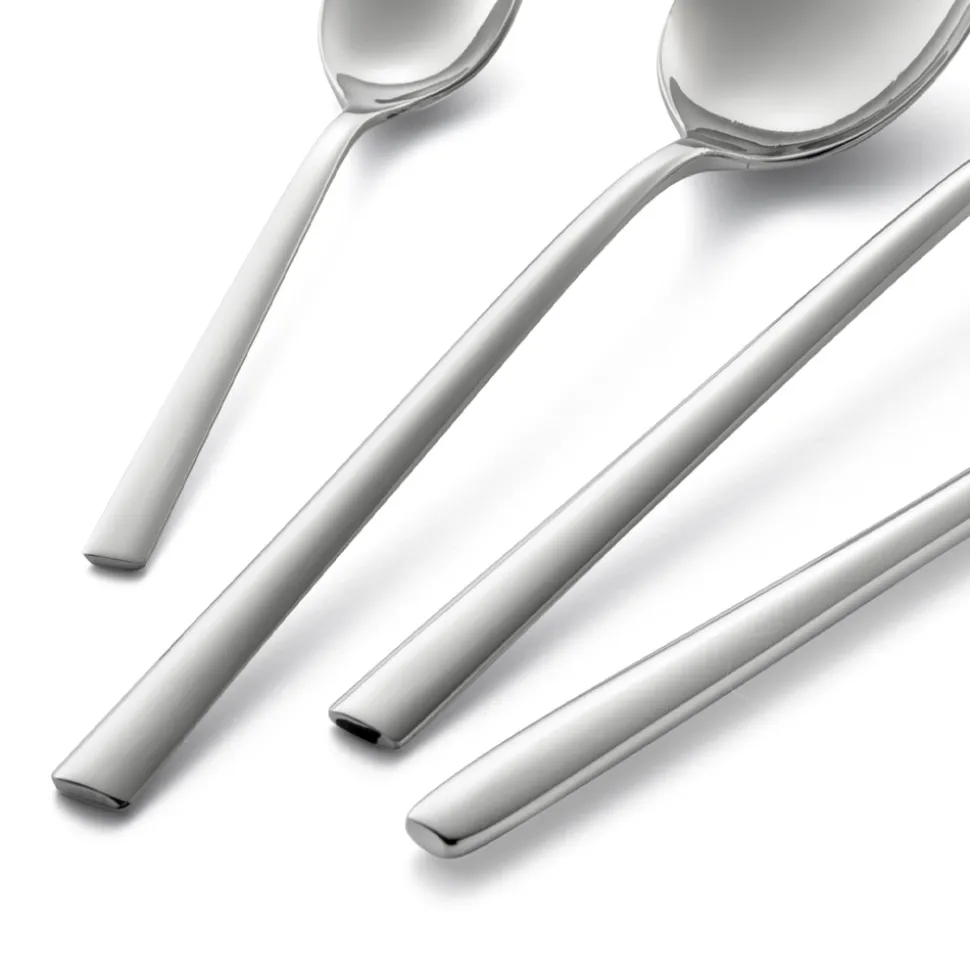 Servizio Posate in Acciaio Inox Lucido Design Squadrato 24 Pezzi - Bumbun