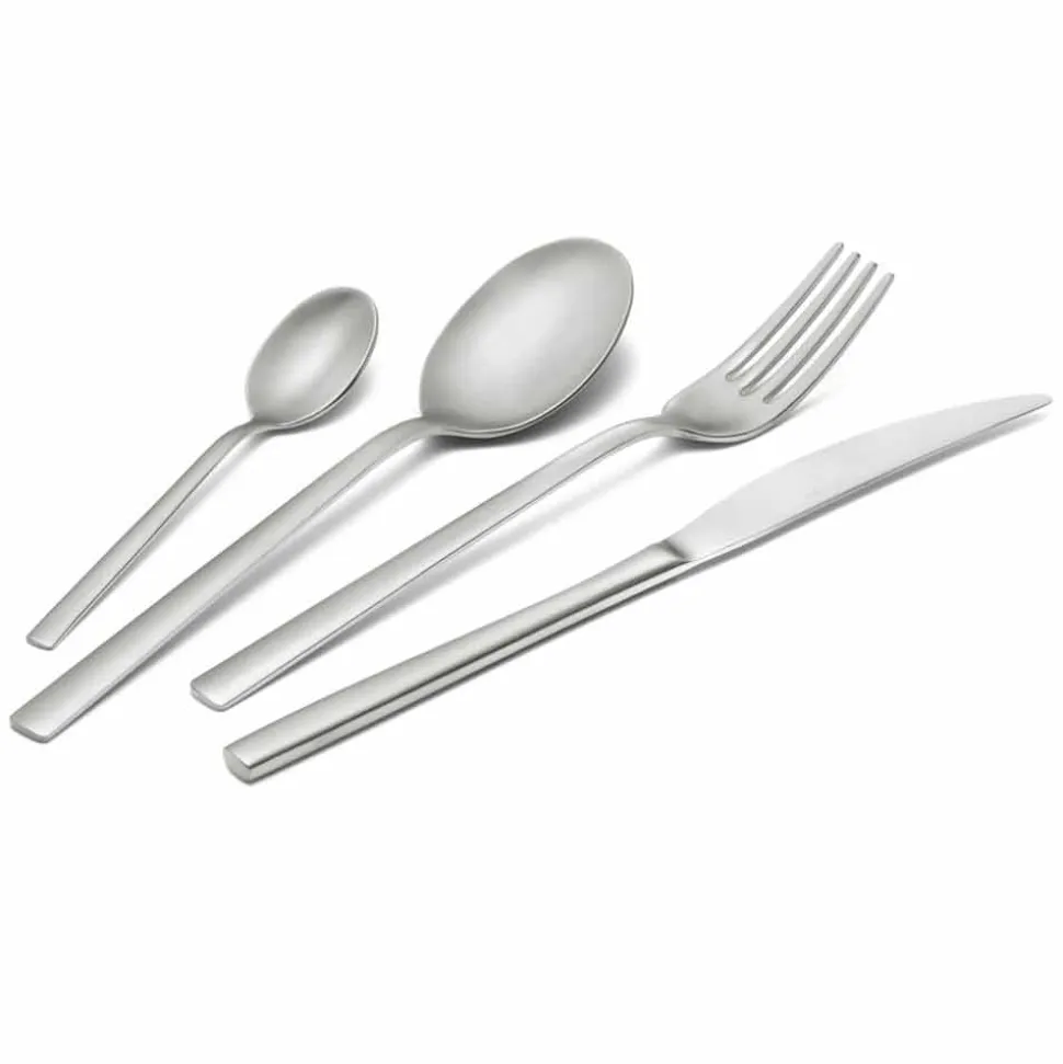 Servizio Posate in Acciaio Inox Sabbiato 24 Pezzi di Design Elegante - Ronfo