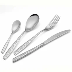 Servizio Posate in Acciaio Inox Lucido con Decoro Design 24 Pezzi - Ghiotto