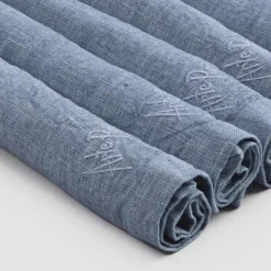Servizio Tovaglioli in Lino Elegante e Bordo Piega, 6 Pezzi Colorati - Onestini