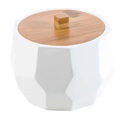 Set accessori da bagno di design da appoggio in legno e resina Rivalba