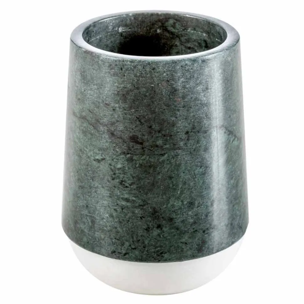 Set accessori da bagno moderni in marmo verde screziato Bombei