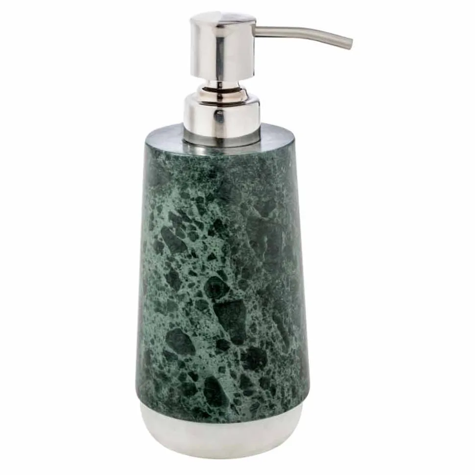 Set accessori da bagno moderni in marmo verde screziato Bombei