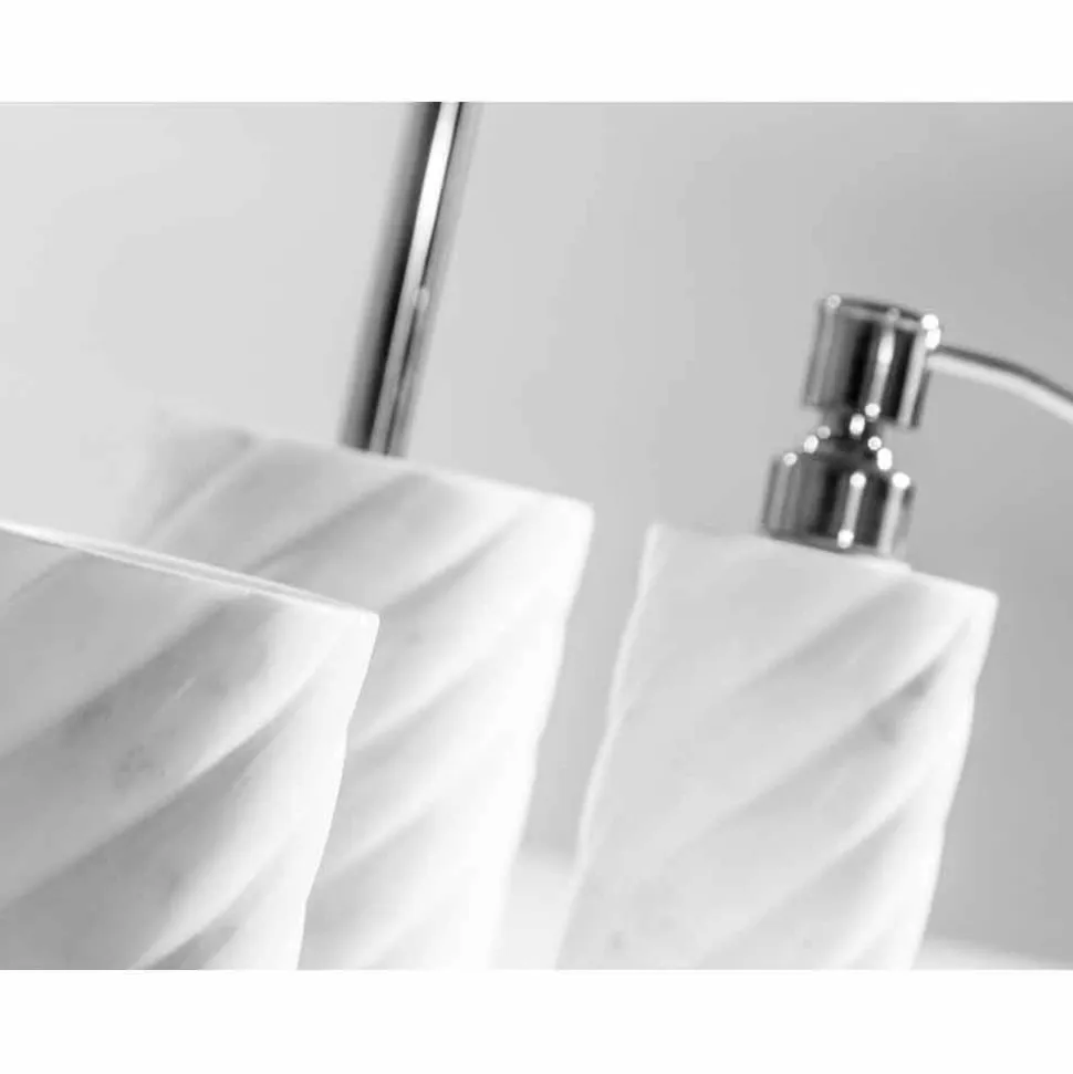 Set accessori di design da bagno in marmo di Calacatta Monza