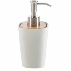 Set accessori moderni per bagno in ceramica e legno Carsoli