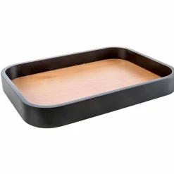 Set accessori moderni per bagno in ceramica e legno Carsoli