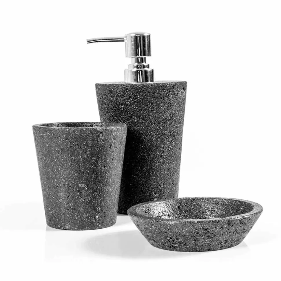 Set accessori per bagno moderni in pietra lavica Montiano