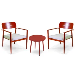 Set di 2 Poltrone con Tavolino in Alluminio di Diverse Finiture - Souvenir