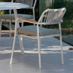 Set di 2 Poltrone da Giardino in Alluminio e Schienale in Corda - Risplendente