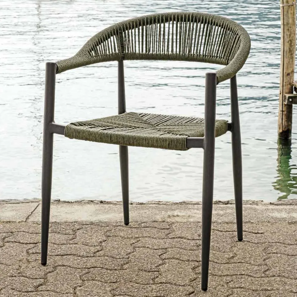 Set di 4 Poltrone in Alluminio e Twist Wicker Colorato - Tavira