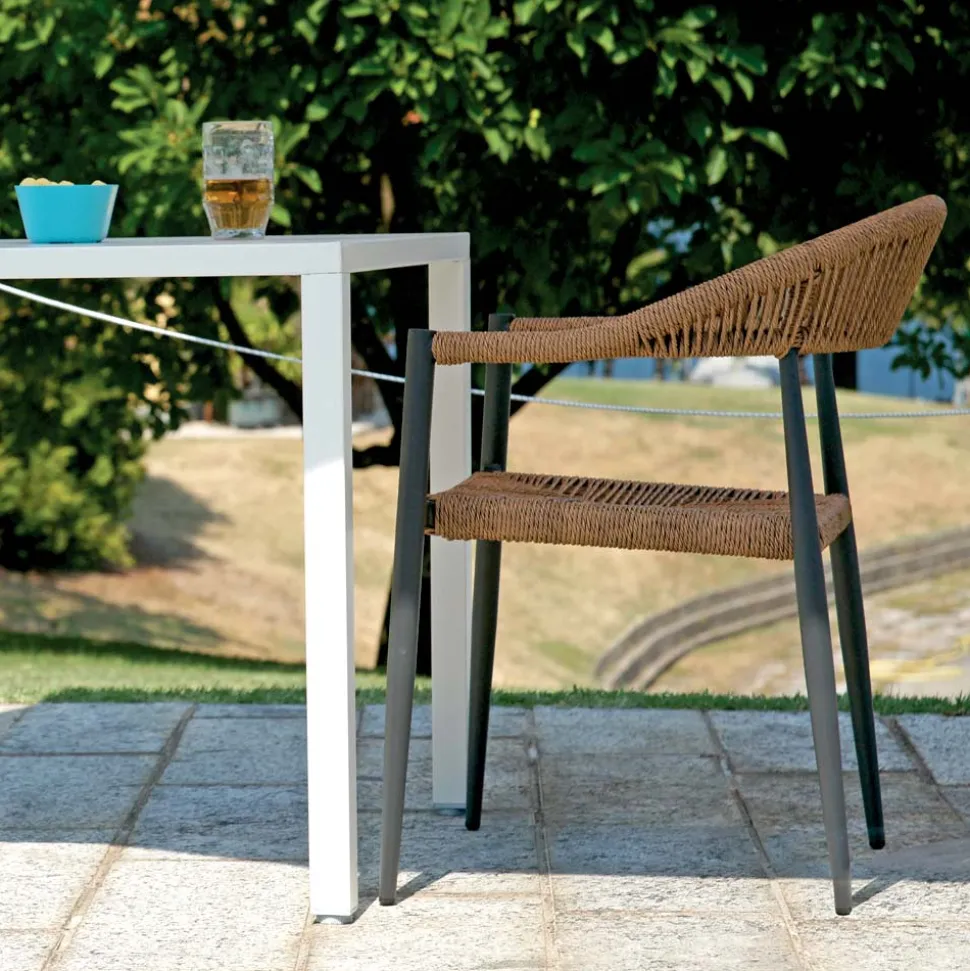 Set di 4 Poltrone in Alluminio e Twist Wicker Colorato - Tavira