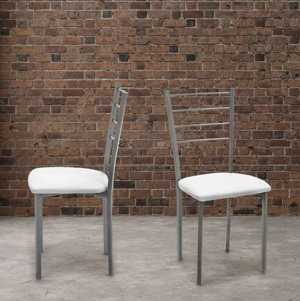 Set di 4 Sedie con Struttura in Metallo Verniciato Grigio - Galletto
