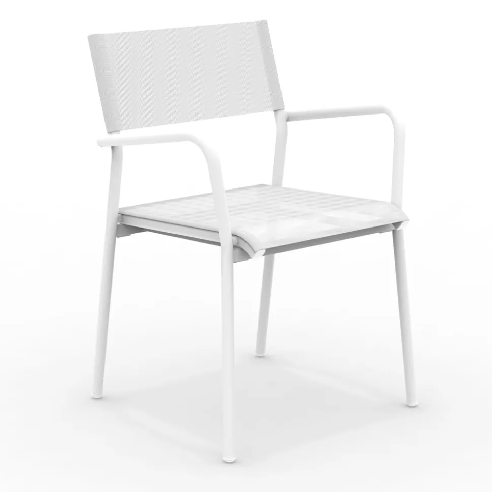Set di 4 Sedie da Giardino in Alluminio e Batyline - Lucente