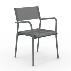 Set di 4 Sedie da Giardino in Alluminio e Batyline - Lucente