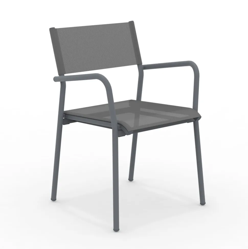 Set di 4 Sedie da Giardino in Alluminio e Batyline - Lucente