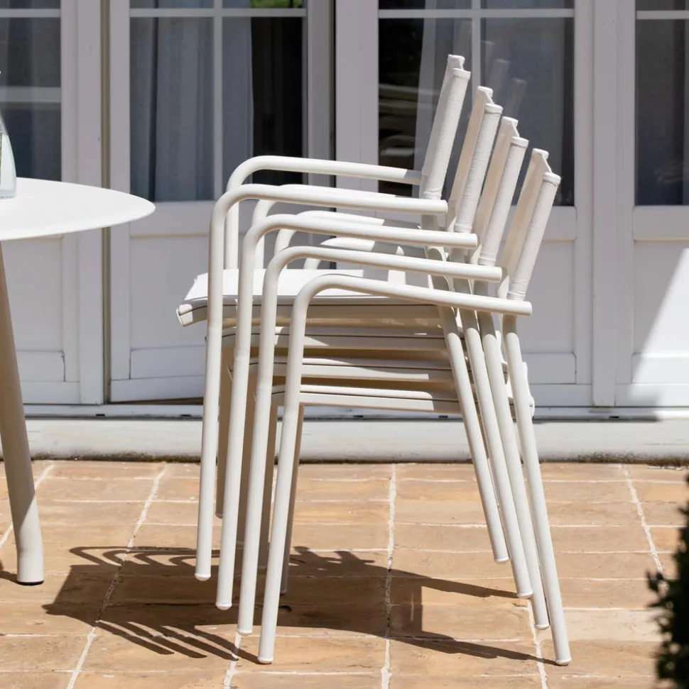 Set di 4 Sedie da Giardino in Alluminio e Batyline - Lucente