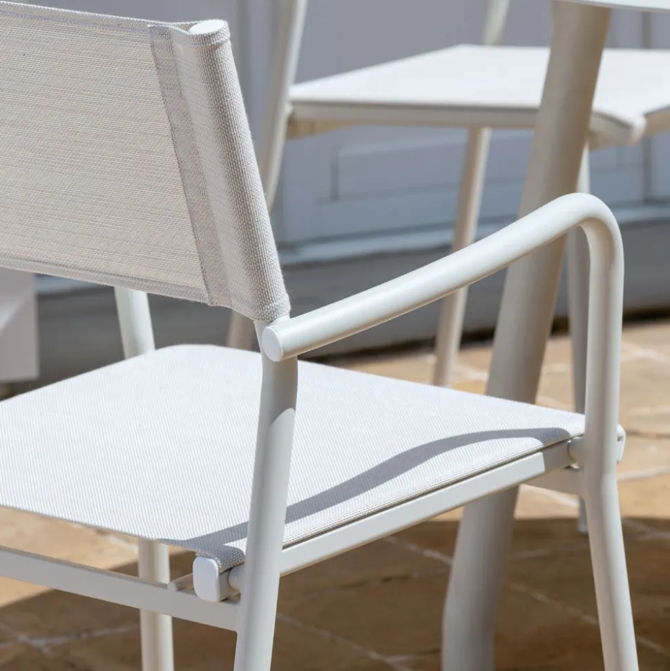 Set di 4 Sedie da Giardino in Alluminio e Batyline - Lucente