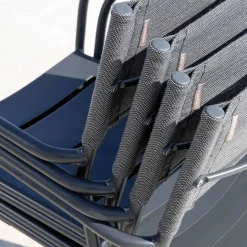 Set di 4 Sedie da Giardino in Metallo Zincato e Batyline - Prestigio