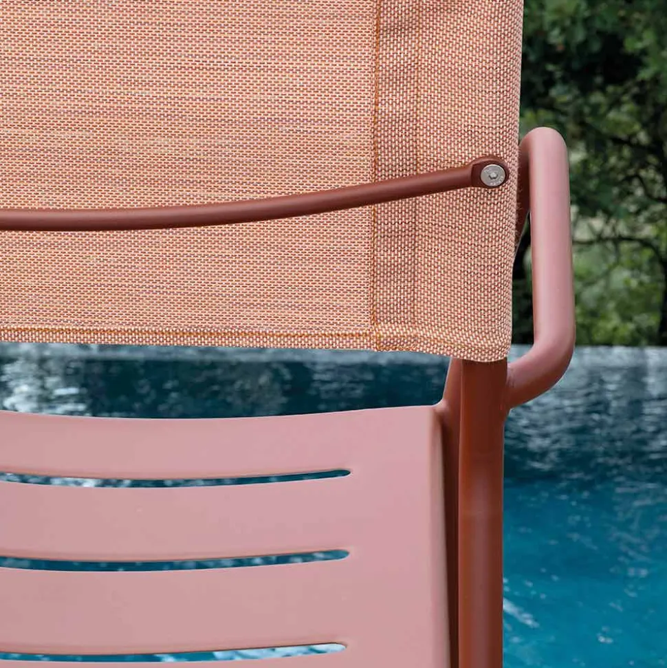 Set di 4 Sedie da Giardino in Metallo Zincato e Batyline - Prestigio