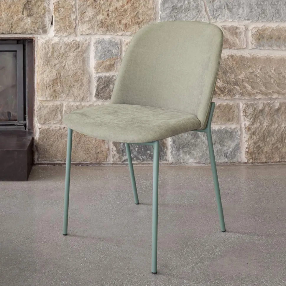 Set di 2 Sedie da Soggiorno in Tessuto e Metallo Made in Italy - Edera