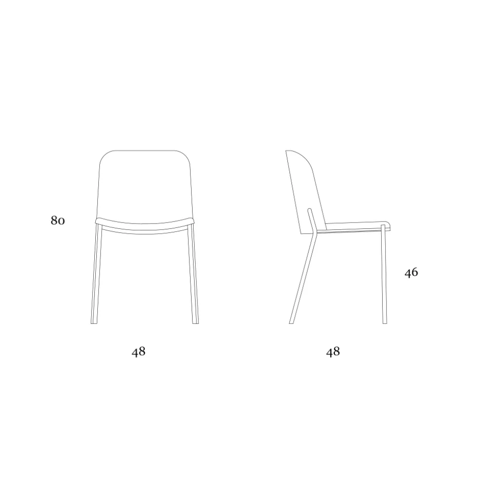 Set di 2 Sedie da Soggiorno in Tessuto e Metallo Made in Italy - Edera
