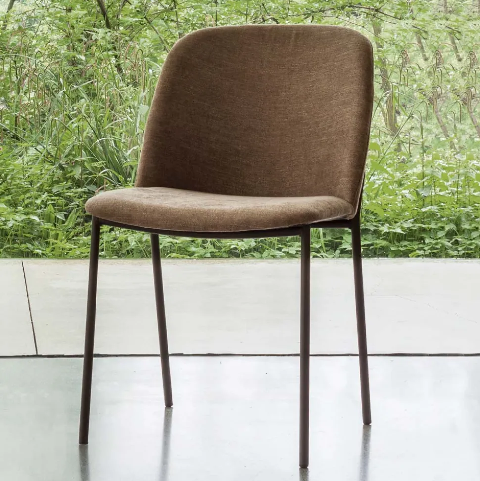 Set di 2 Sedie da Soggiorno in Tessuto e Metallo Made in Italy - Edera