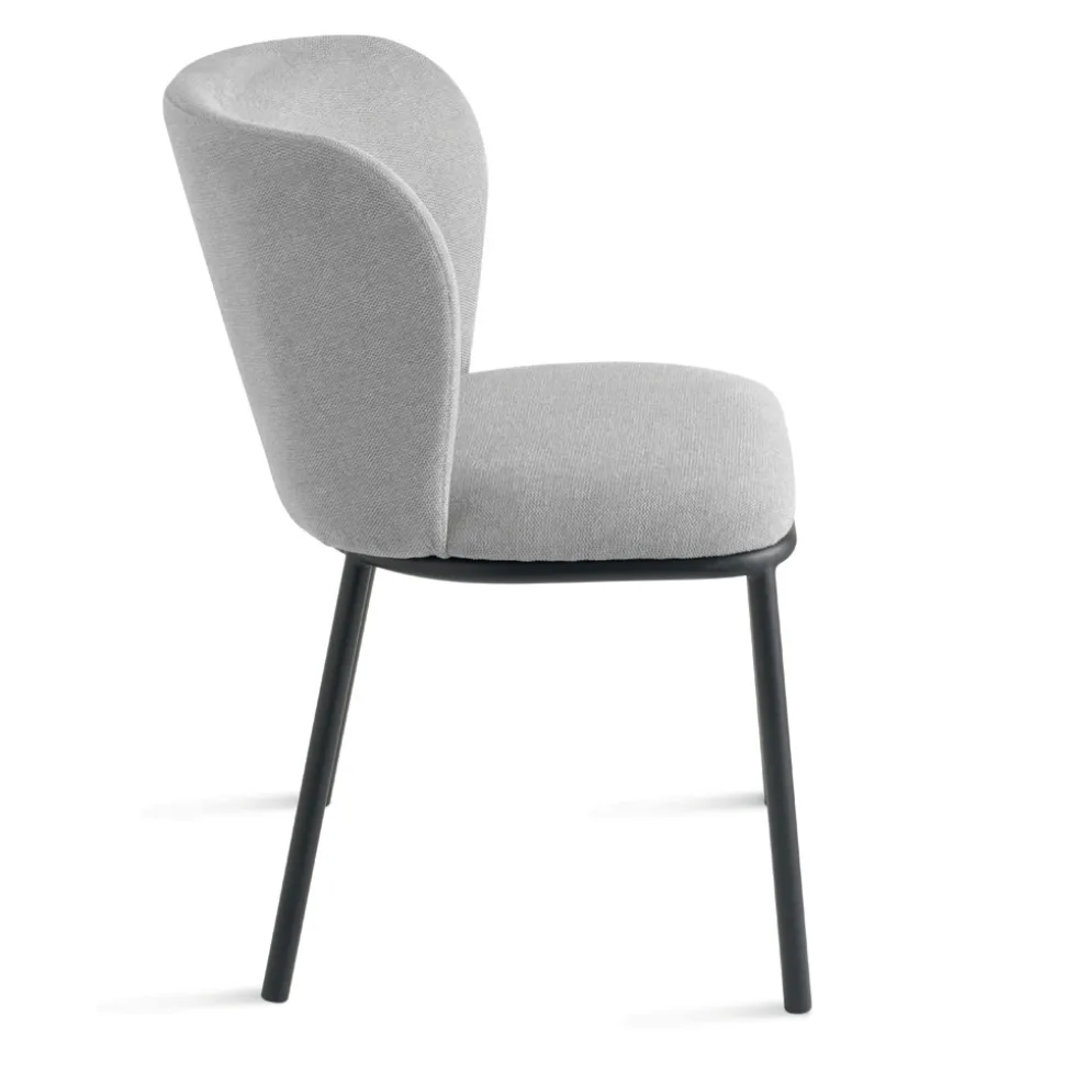 Set di 2 Sedie Imbottite in Tessuto con Struttura in Metallo Verniciato - Leandra