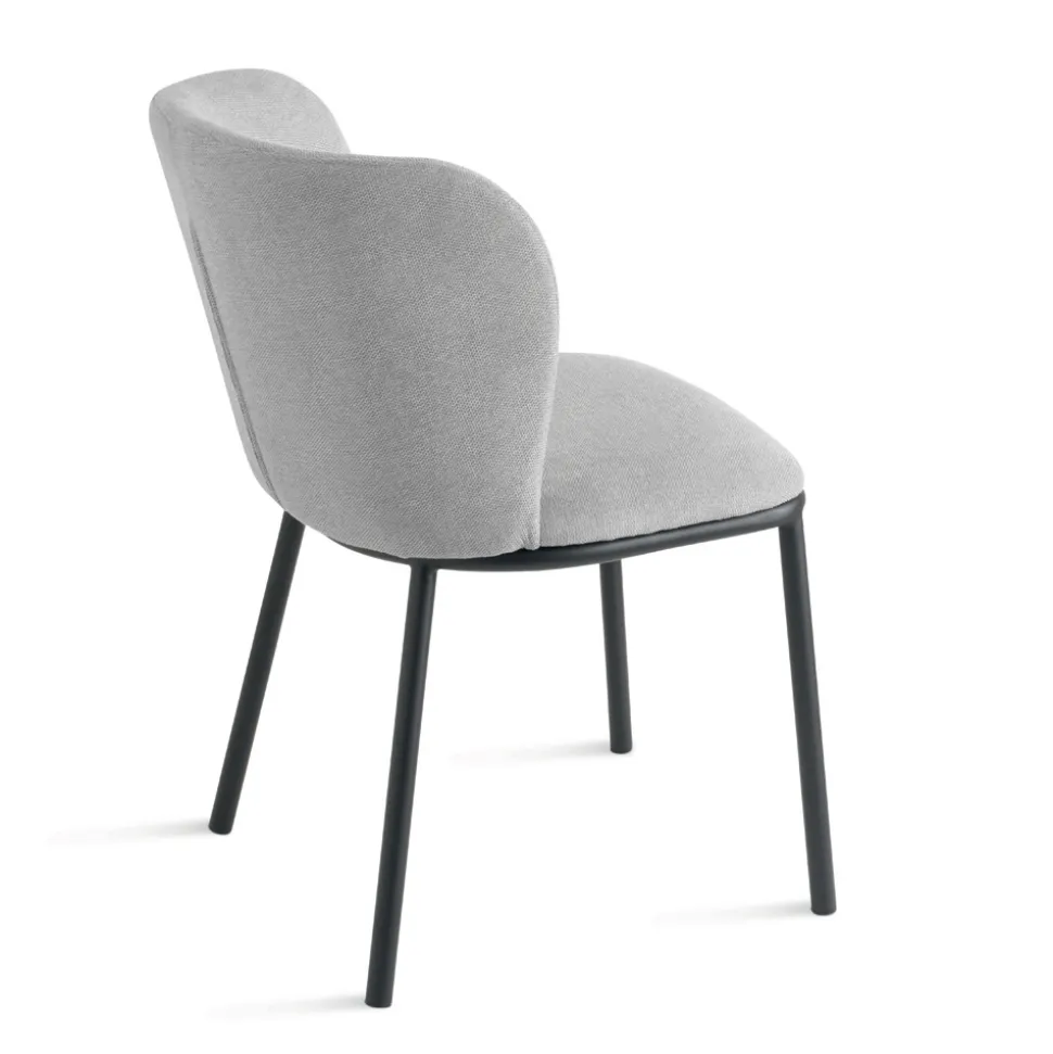 Set di 2 Sedie Imbottite in Tessuto con Struttura in Metallo Verniciato - Leandra