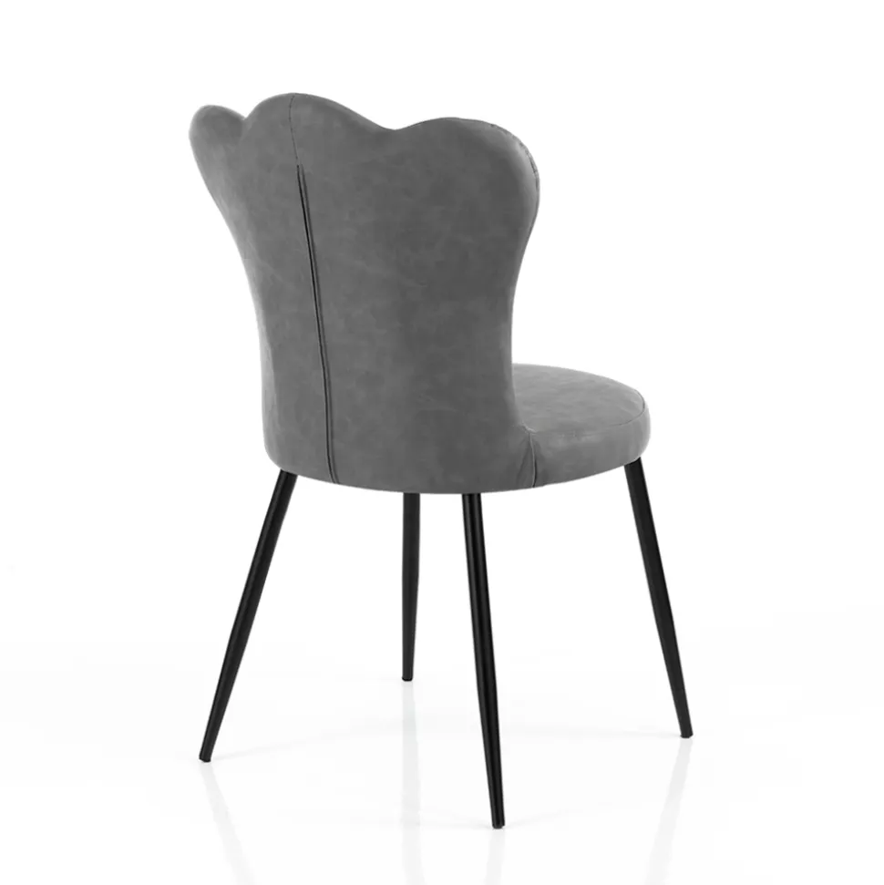 Set di 4 Sedie In Pelle Sintetica Effetto Invecchiato - Ambra