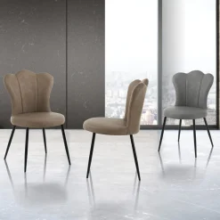 Set di 4 Sedie In Pelle Sintetica Effetto Invecchiato - Ambra