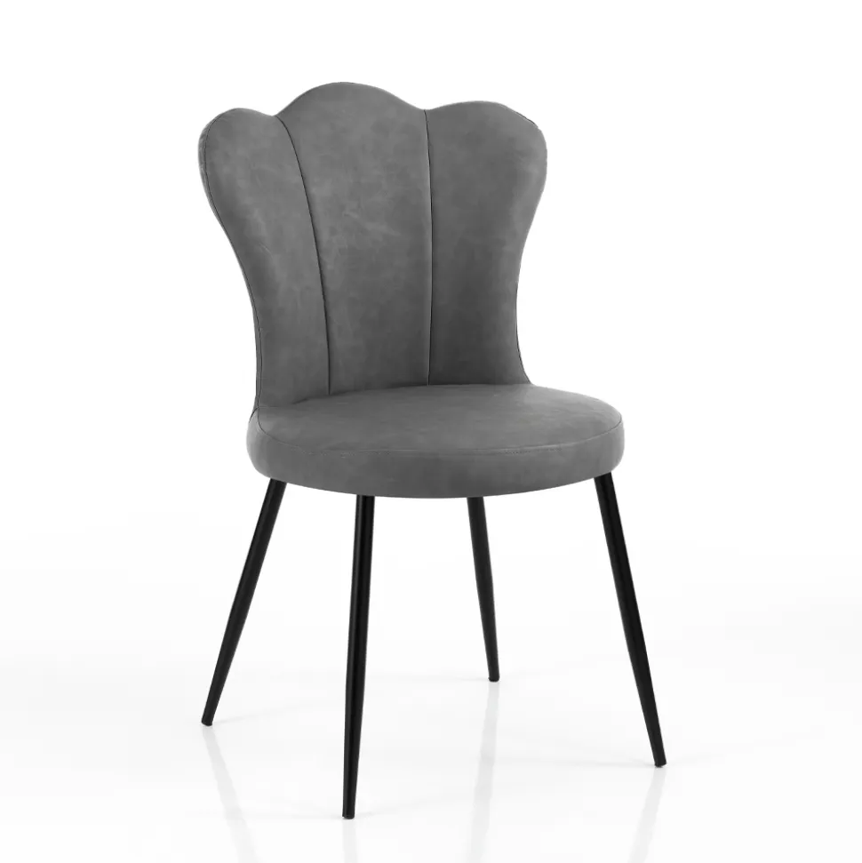 Set di 4 Sedie In Pelle Sintetica Effetto Invecchiato - Ambra