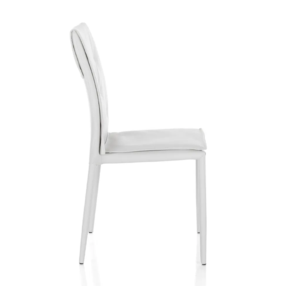 Set di 4 Sedie Rivestite in Pelle Sintetica Diverse Finiture - Uranio