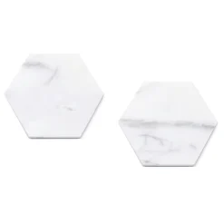 Set di 2 Sottobicchieri Esagonali in Marmo con Sughero Made in Italy - Narita