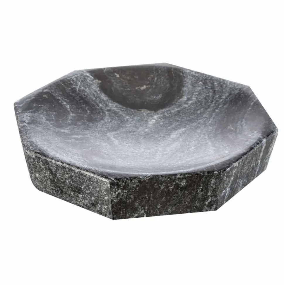 Set moderni accessori per bagno in marmo grigio venato Montafia