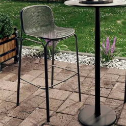 Sgabelli Bar Alti da Esterno di Design Impilabili in Metallo, 2 Pezzi - Viviette