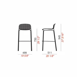 Sgabelli Bar Alti da Esterno di Design Impilabili in Metallo, 2 Pezzi - Viviette