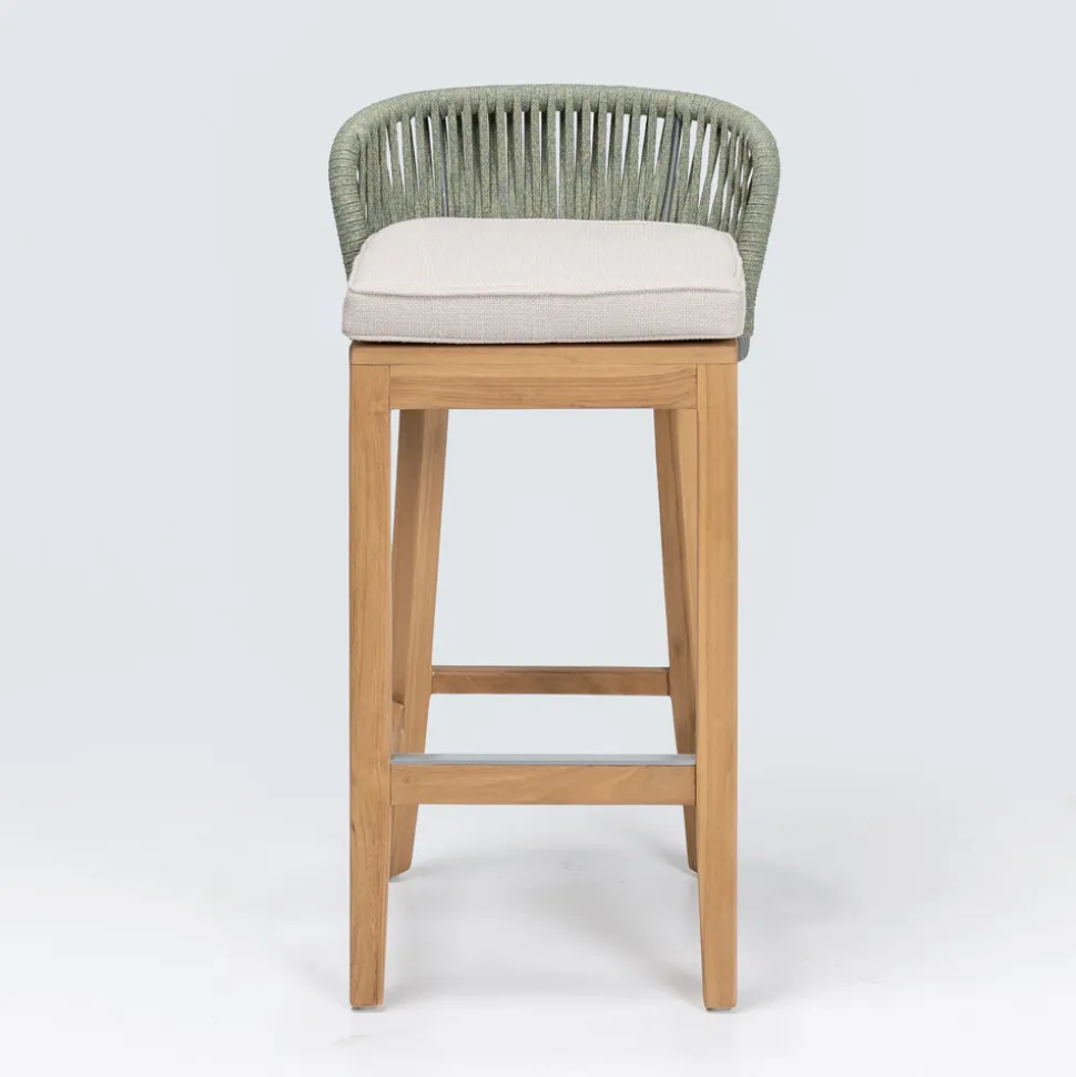 Sgabello Alto da Bar Realizzato in Teak Naturale con Cuscino - Sponda