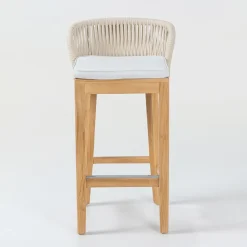 Sgabello Alto da Bar Realizzato in Teak Naturale con Cuscino - Sponda