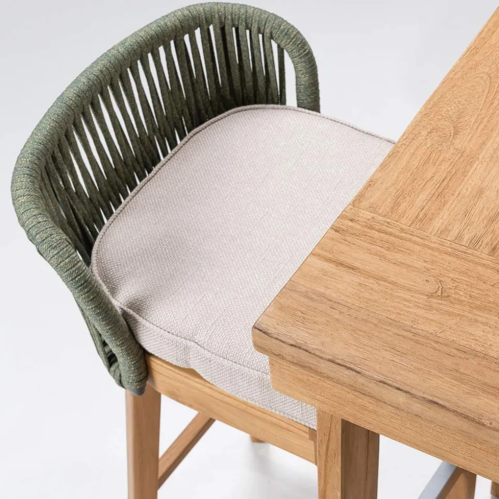 Sgabello Alto da Bar Realizzato in Teak Naturale con Cuscino - Sponda