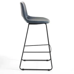 Sgabello Alto da Cucina in Pelle Sintetica e Metallo Nero 2 Pezzi - Yuri