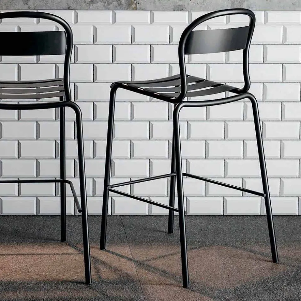 Sgabello Alto da Esterno in Alluminio Impilabile Made in Italy, 2 Pezzi - Trixie