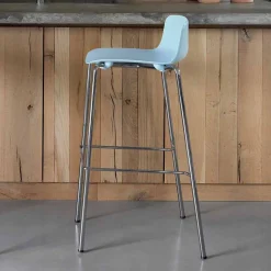 Sgabello Alto in Metallo e Polipropilene Made in Italy, 2 Pezzi - Christabel