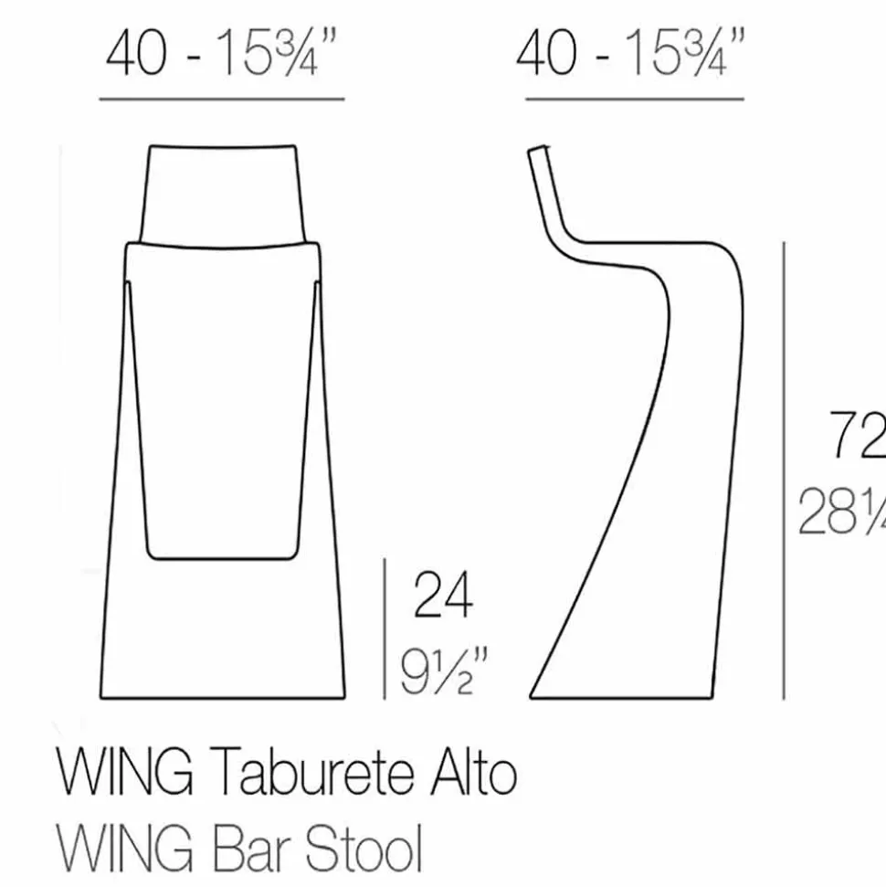 Sgabello bar per esterno design moderno Wing Vondom in polietilene
