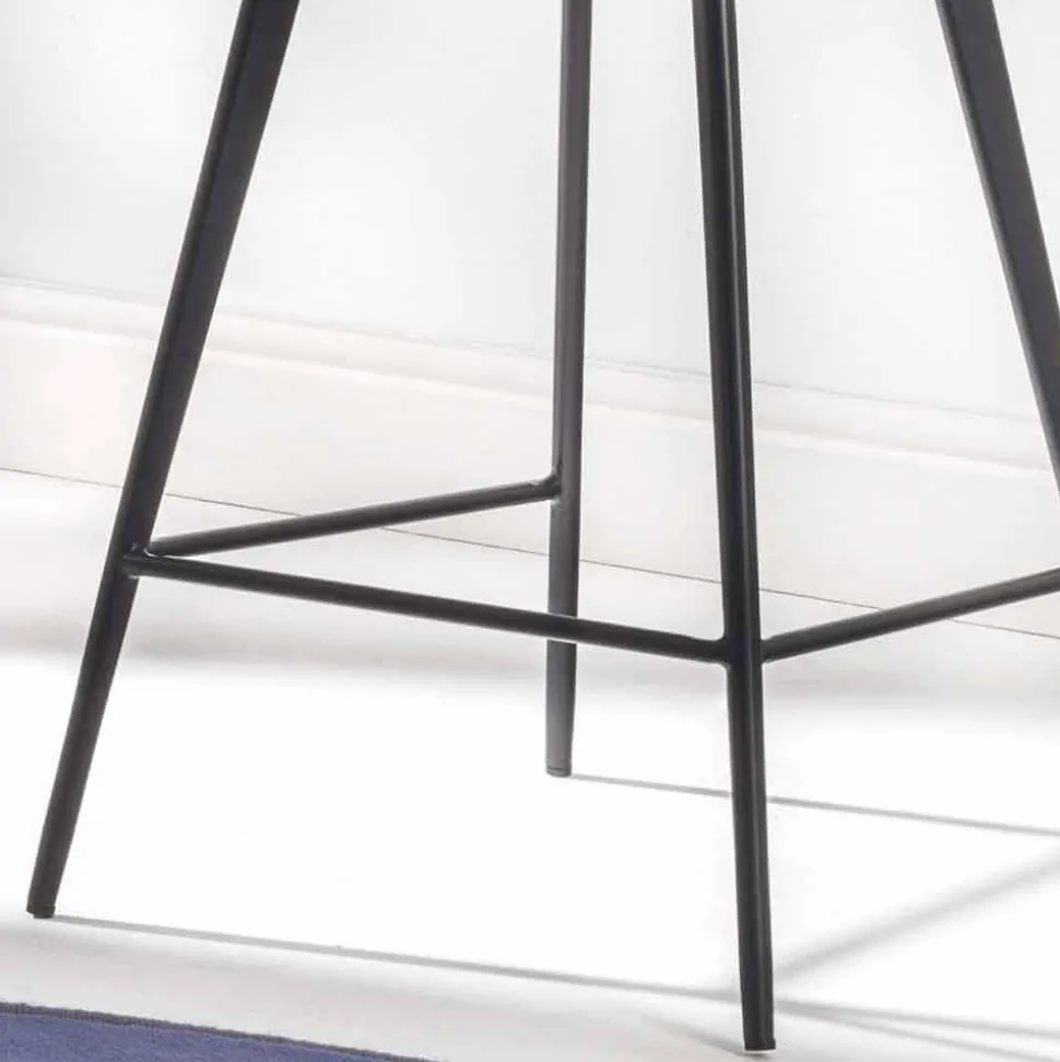 Sgabello Base 4 Gambe, H 65 in Ecopelle Effetto Cuoio - Ovidio