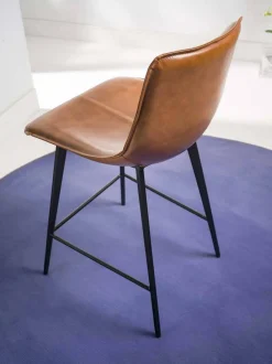 Sgabello Base 4 Gambe, H 65 in Ecopelle Effetto Cuoio - Ovidio