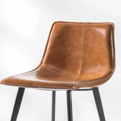 Sgabello Base 4 Gambe, H 65 in Ecopelle Effetto Cuoio - Ovidio