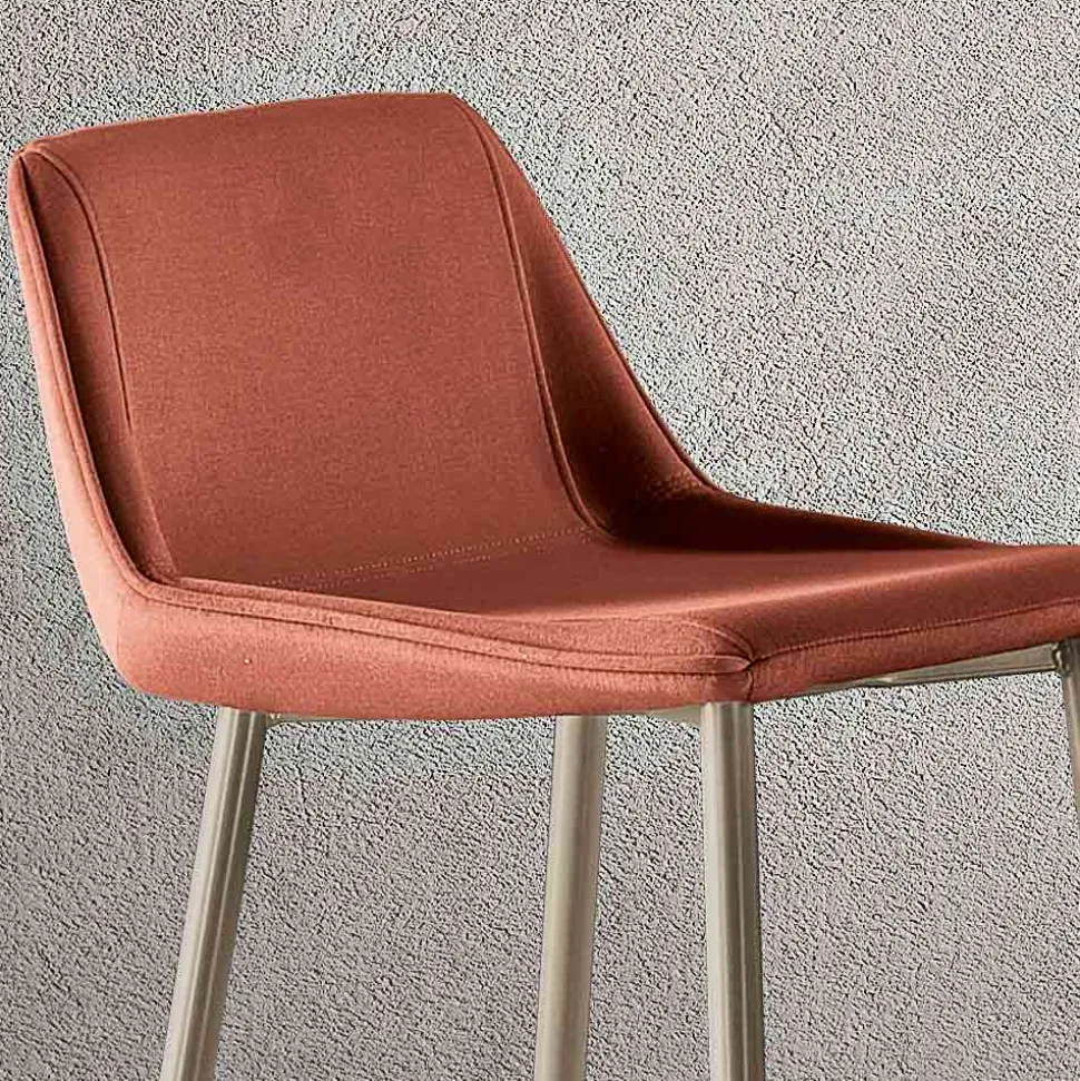 Sgabello con Gambe in Metallo e Seduta Monoscocca in Tessuto Made in Italy - Hinata