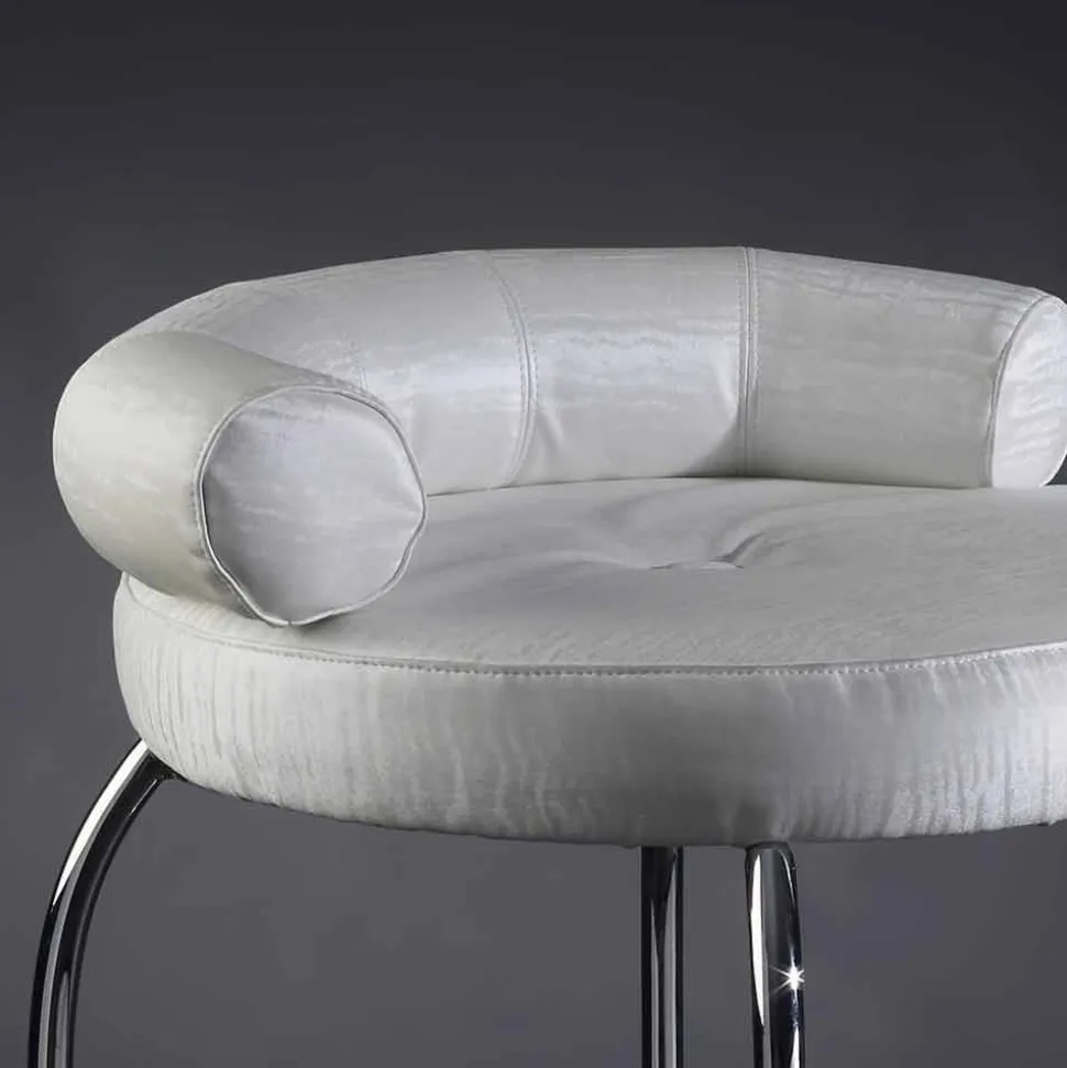 Sgabello con Struttura in Acciaio e Seduta in Tessuto Made in Italy - Varsavia