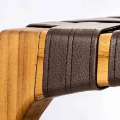 Sgabello da Bagno di Design Realizzato in Teak con Seduta Intrecciata - Yucca